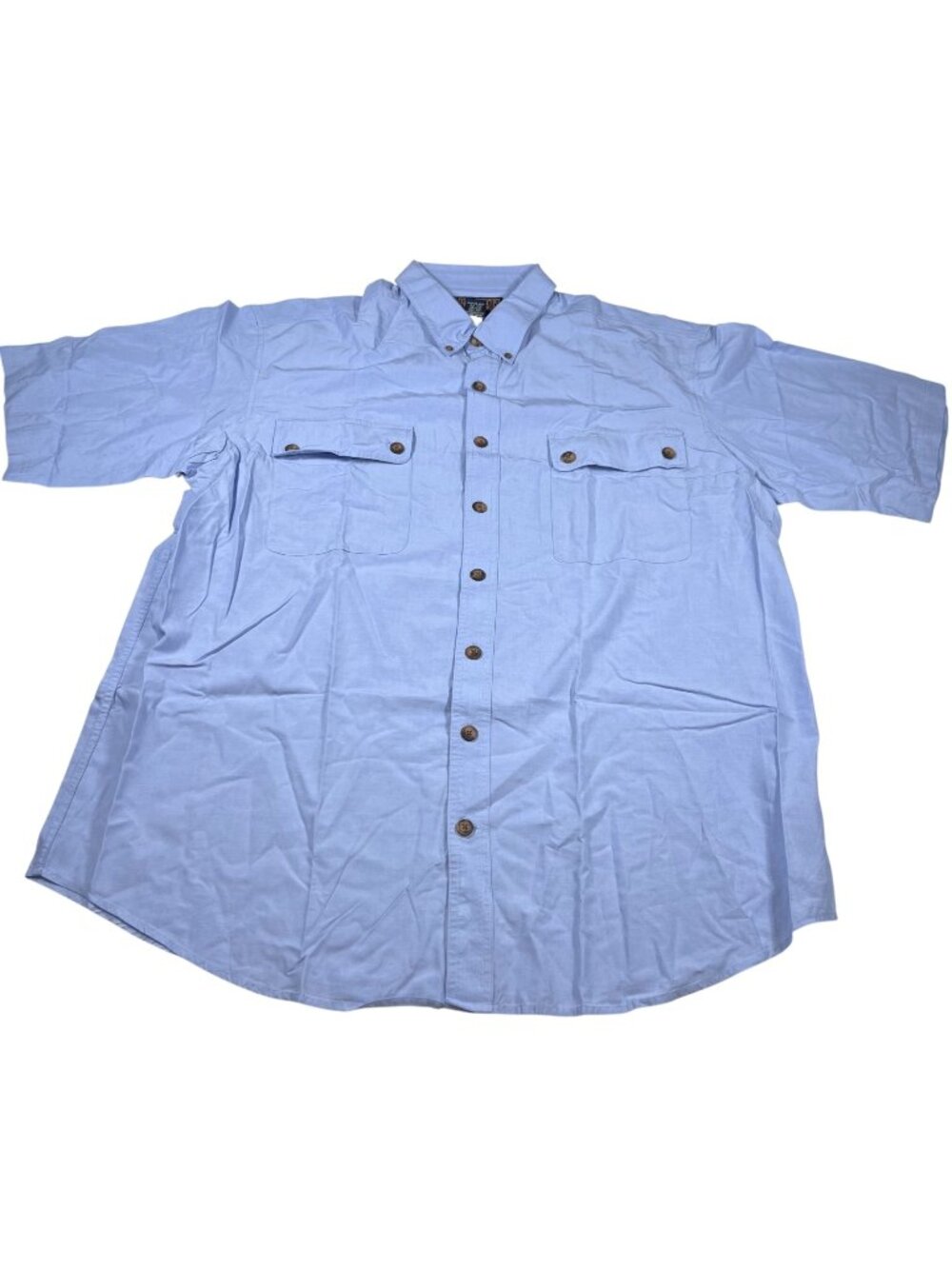 Duluth Trading Mens Blue Button Down Short Sleeve Shirt Bamboo Vented 2XT NWOT